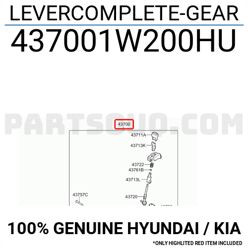 Cơ Cấu Đi Số Sàn Kia Rio Mã phụ tùng 437001W200HU