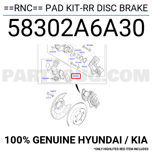 Má Phanh Sau Kia Forte / Cerato OEM 58302A6A30