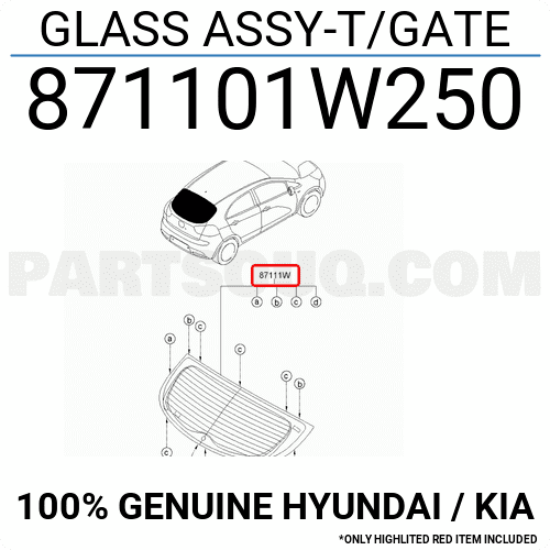 Kính Lưng - 5 Cửa Kia Rio Mã phụ tùng 871101W250