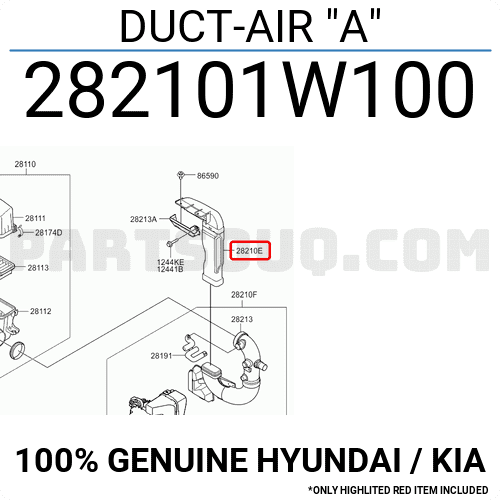 Ống Hút Gió Vào Hộp Lọc Gió Kia Rio Mã phụ tùng 282101W100