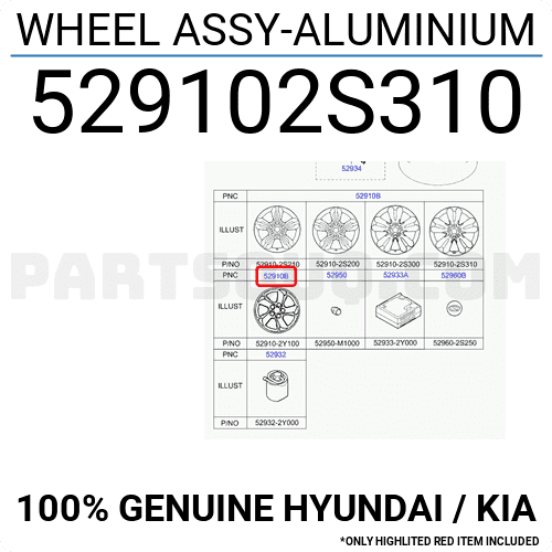 Lazang Đúc Kia Sportage Mã phụ tùng 529102S310