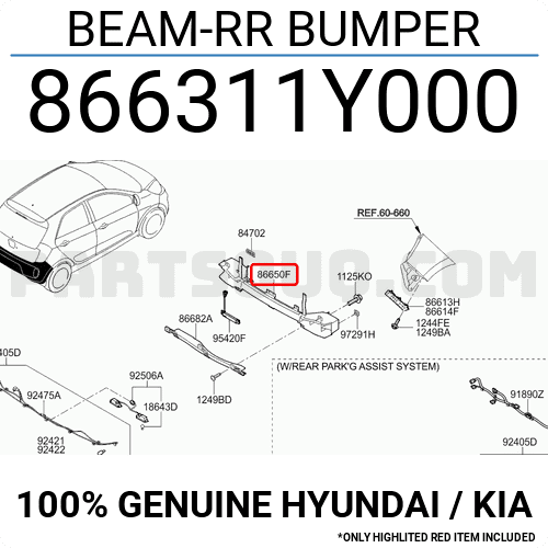 Giá Bắt Cản Sau Kia Morning / Picanto Mã phụ tùng 866311Y000