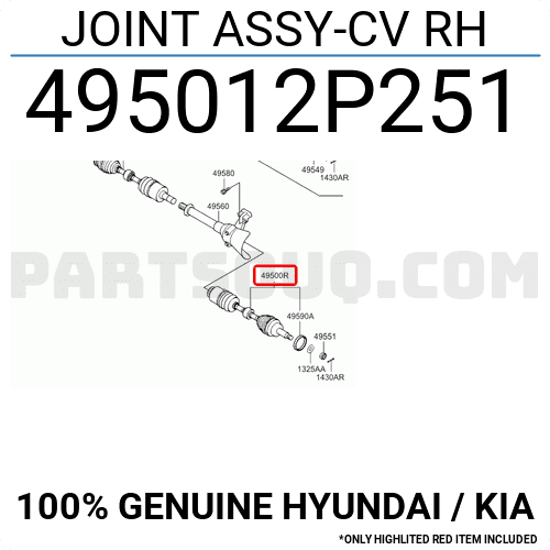 Cây Láp Phải Phiên Bản 2 Cầu Kia Sorento Mã phụ tùng 495012P250