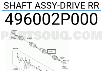 Cây Láp Sau Phải Phiên Bản 2 Cầu Kia Sorento Mã phụ tùng 496002P000