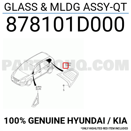 Kính Chết Hông Sau Trái Kia Carens / rondo Mã phụ tùng 878101D000