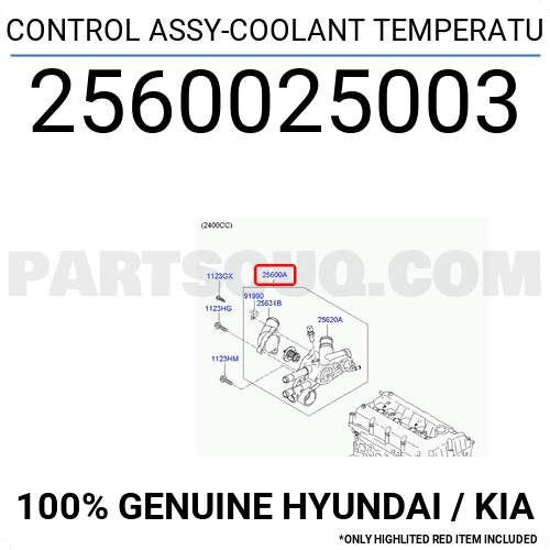 Cụm Thân Van Hằng Nhiệt Kia Carens / rondo Mã phụ tùng 2560025003