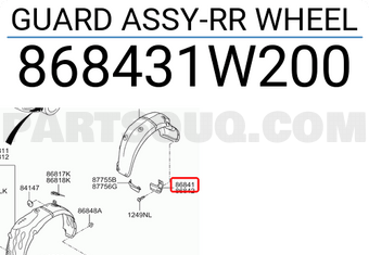 Chắn Bùn Bánh Xe Sau Trái - Bản 5 Cửa Kia Rio Mã phụ tùng 868431W200