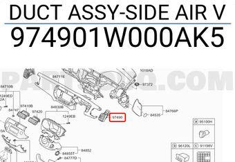 Cửa Gió Điều Hòa Ngoài Phải Kia Rio Mã phụ tùng 974901W000AK5