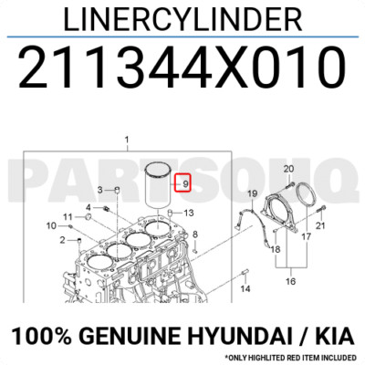 Sơ Mi ( Lòng Xy Lanh) Kia Bongo Mã phụ tùng 211344X010