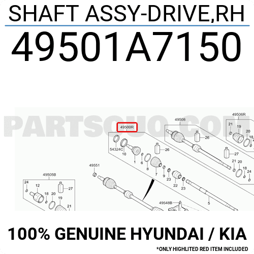 Cây Láp Phải Kia Forte / Cerato Mã phụ tùng 49501A7150