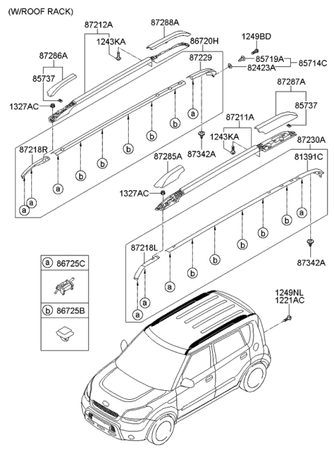 Giá Nóc Xe Trái Kia Soul Mã phụ tùng 872302K1003D