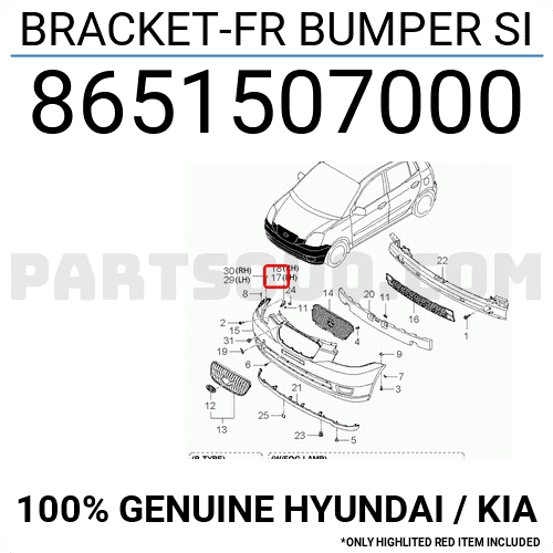 Nẹp Cài Cản Trước Trái Kia Morning / Picanto Mã phụ tùng 8651507000