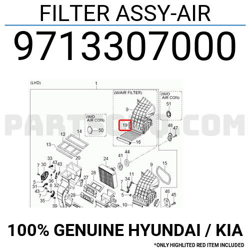 Lọc Gió Kia Morning / Picanto Mã phụ tùng 9713307000