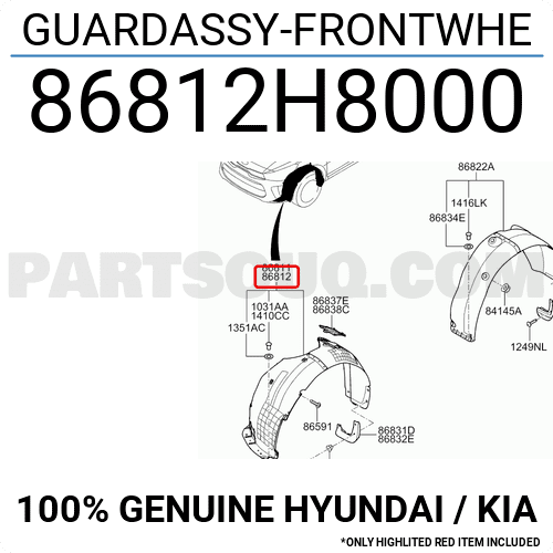Lòng Rè Chắn Chùn Trước Phải Kia Rio Mã phụ tùng 86812H8000