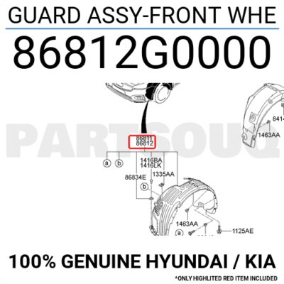 Lòng Rè Chắn Chùn Trước Phải Kia Rio Mã phụ tùng 86812H8000