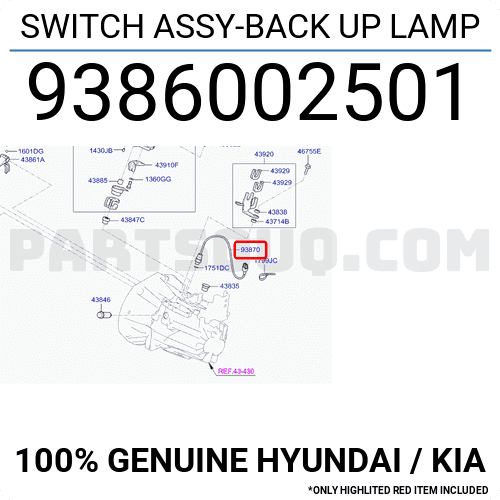 Công Tắc Đèn Lùi Kia Morning / Picanto Mã phụ tùng 9386002501