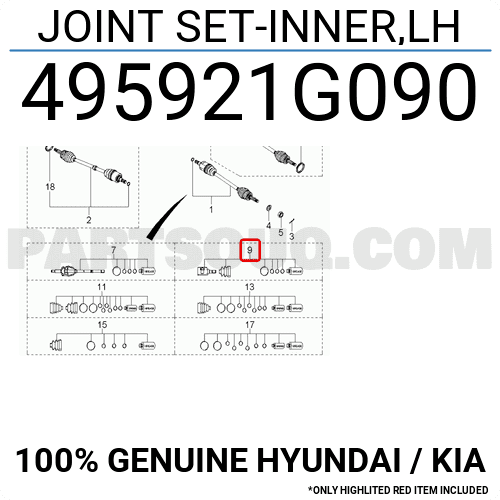 Láp Trong 25X22x35 Kia Rio OEM 495921G090