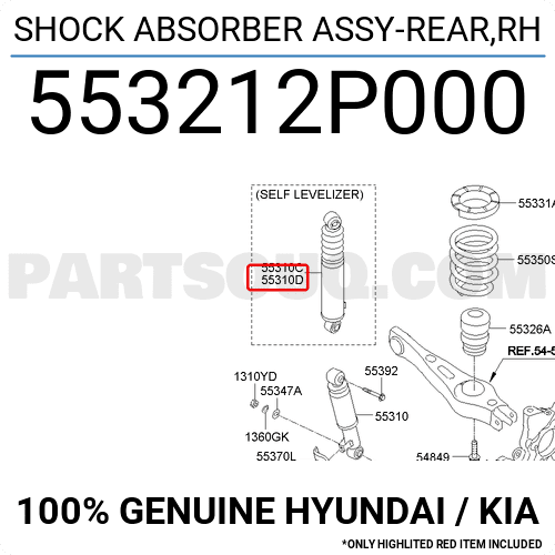 Giảm Xóc Sau Phiên Bản 1 Cầu Kia Sorento OEM 553212P000