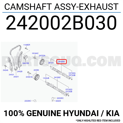 Trục Cam Xả Kia Forte / Cerato Mã phụ tùng 242002B030