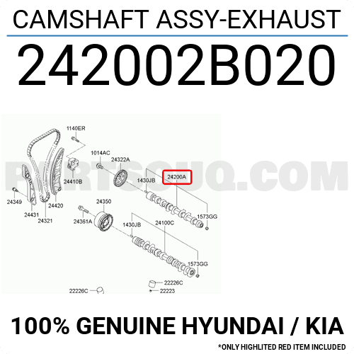 Trục Cam Xả Kia Forte / Cerato OEM 242002B000