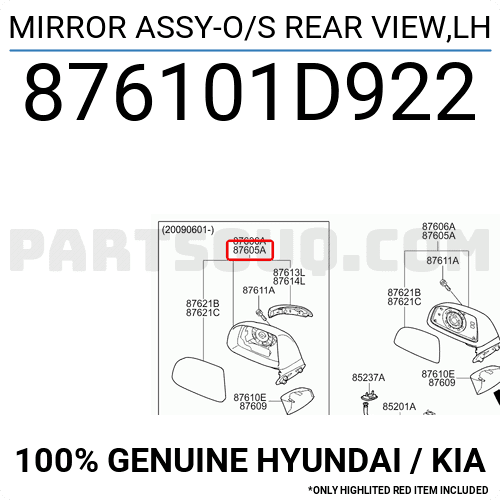 Gương Chiếu Hậu Trái Có Xin Nhan Kia Carens / rondo Mã phụ tùng 876101D922