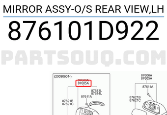 Gương Chiếu Hậu Trái Có Xin Nhan Kia Carens / rondo Mã phụ tùng 876101D922