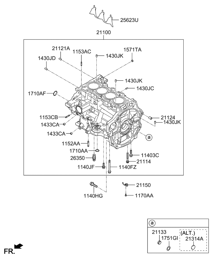 Lốc Máy 1.6L Kia Forte / Cerato Mã phụ tùng 211002B600