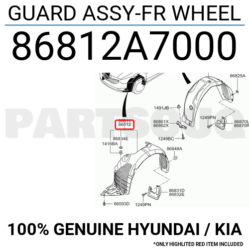 Lòng Dè Chắn Bùn Phải Kia K3 Mã phụ tùng 86812A7000