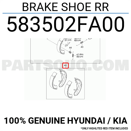 Guốc Phanh Sau / Má Phanh Sau Kia Forte / Cerato Mã phụ tùng 583502FA00
