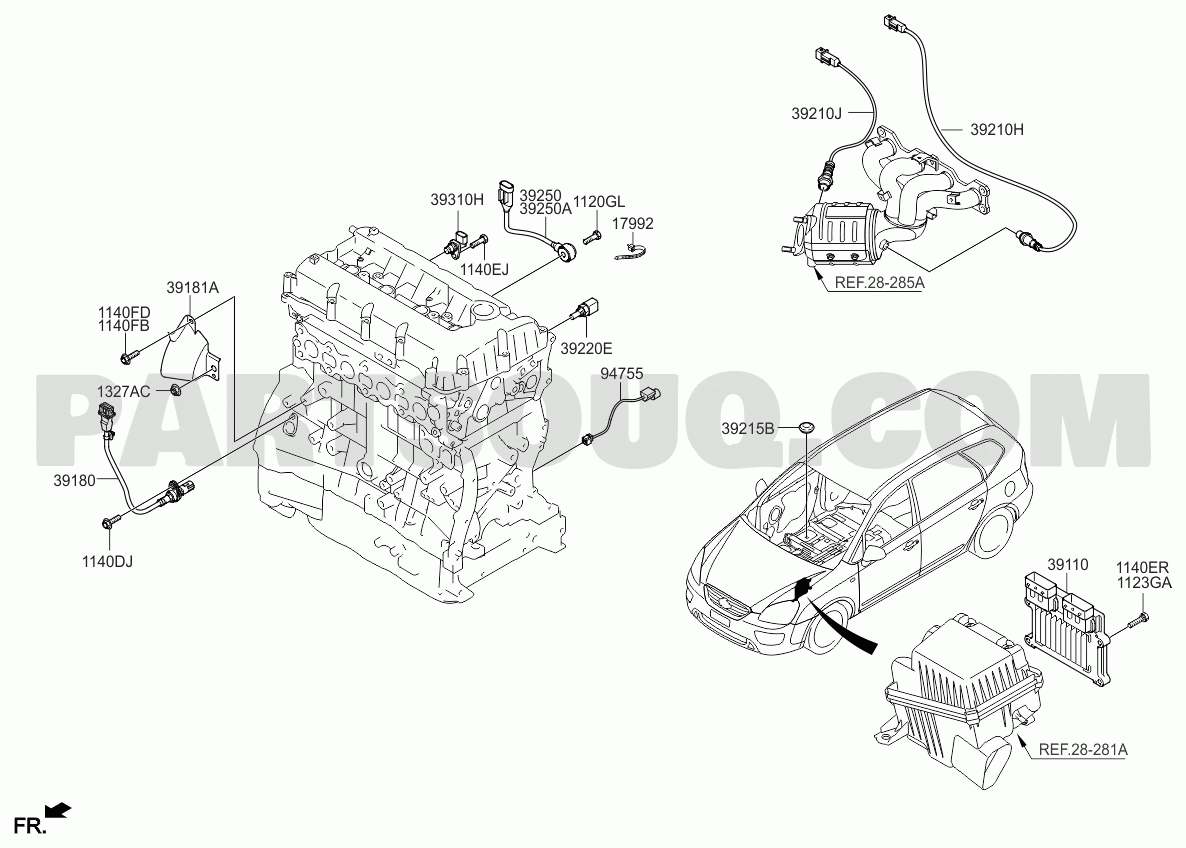 Hộp Đen Điều Khiển Trung Tâm 4At Kia Carens / rondo Mã phụ tùng 3910225001