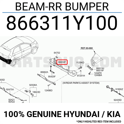 Giá Đỡ Cản Sau Kia Morning / Picanto Mã phụ tùng 866311Y100