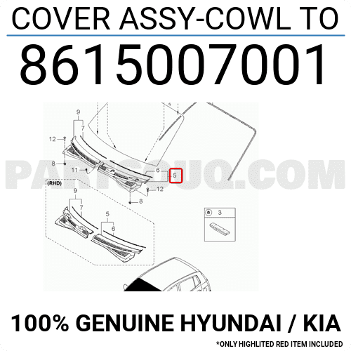 Ốp Chân Kính Chắn Gió Trái Kia Morning / Picanto Mã phụ tùng 8615007001