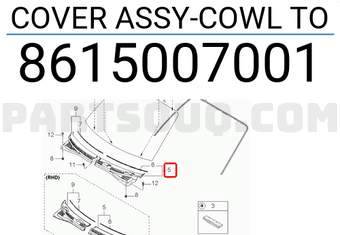 Ốp Chân Kính Chắn Gió Trái Kia Morning / Picanto Mã phụ tùng 8615007001