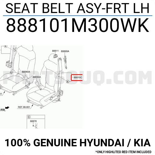 Dây Bảo Hiểm Trước Trái Kia Forte / Cerato Mã phụ tùng 888101M300WK