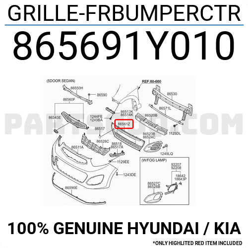 Lưới Cản Trước Kia Morning / Picanto Mã phụ tùng 865691Y100