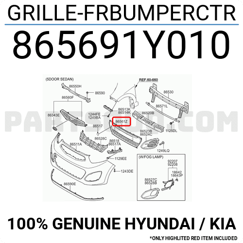 Lưới Cản Trước Kia Morning / Picanto OEM 865691Y100-OE