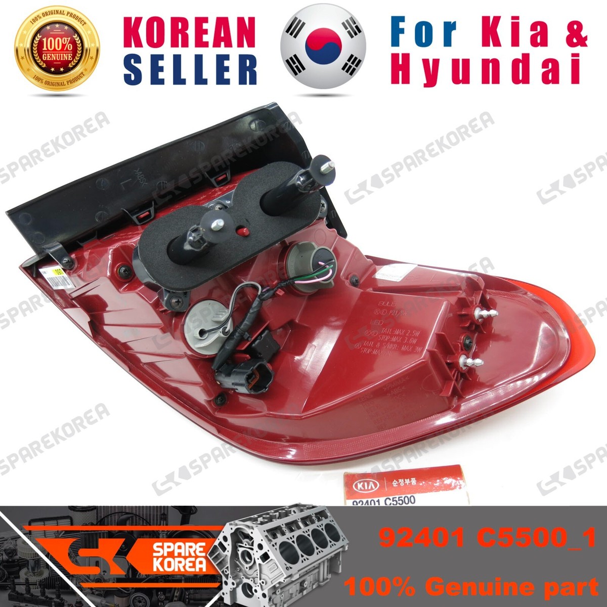 Đèn Cản Sau Phải Kia Morning / Picanto Mã phụ tùng 924601Y500