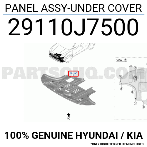 Chắn Bùn Gầm Máy Phải Kia Morning / Picanto Mã phụ tùng 2912007500
