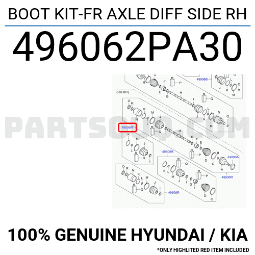 Chụp Bụi Láp Trong Kia Sorento Mã phụ tùng 496062PA30