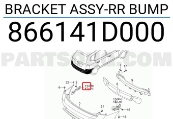 Nẹp Cài Cản Sau Phải Kia Carens / rondo Mã phụ tùng 866141d000