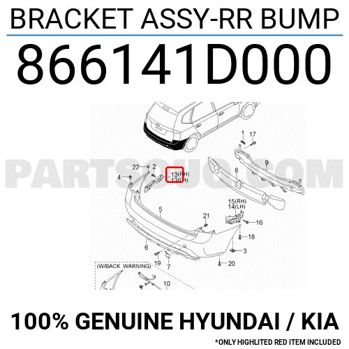 Nẹp Cài Cản Sau Phải Kia Carens / rondo Mã phụ tùng 866141d000