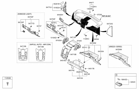 Cửa Gió Điều Hòa Trung Tâm Bên Trái Kia Forte / Cerato Mã phụ tùng 974401M100WK