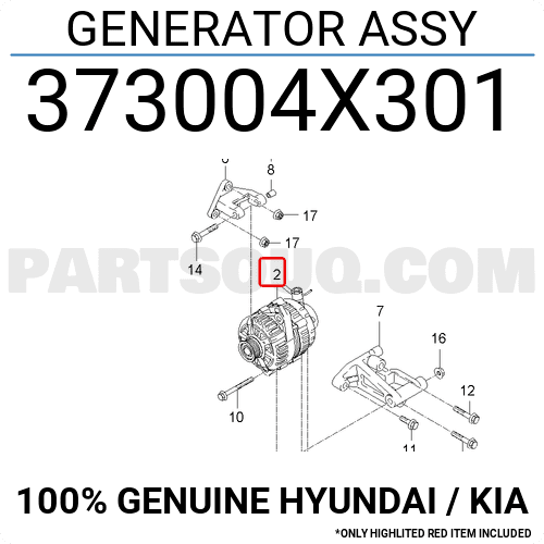 Máy Phát Kia Bongo Mã phụ tùng 373004X301