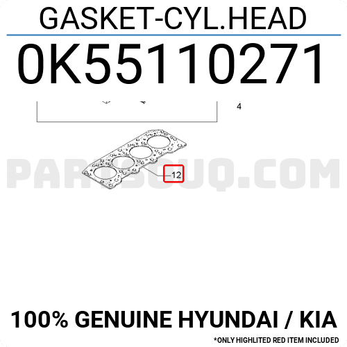 Gioăng Mặt Máy J3 - 2.9 Máy Dầu Kia Carnival Mã phụ tùng 0K56A10271B