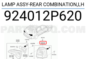 Đèn Hậu Ngoài Trái Kia Sorento Mã phụ tùng 924012P620