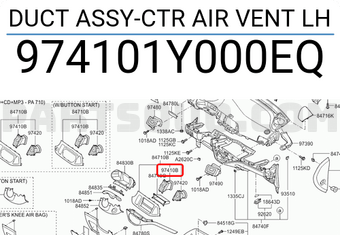 Cửa Gió Điều Hòa Giữa Trái Kia Morning / Picanto Mã phụ tùng 974101Y000EQ