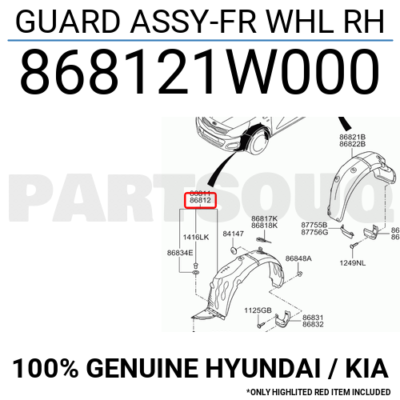 Chắn Bùn Lòng Dè Trước Phải Kia Rio Mã phụ tùng 868121W000