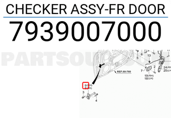 Hạn Chế Hành Trình Cánh Cửa Trước Phải Kia Morning / Picanto Mã phụ tùng 7939007000