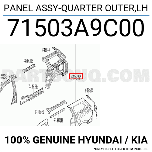 Hông Sau Trái Kia Carnival Mã phụ tùng 71503a9c00