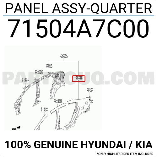 Hông Sau Phải Kia Carnival Mã phụ tùng 71504A9C00